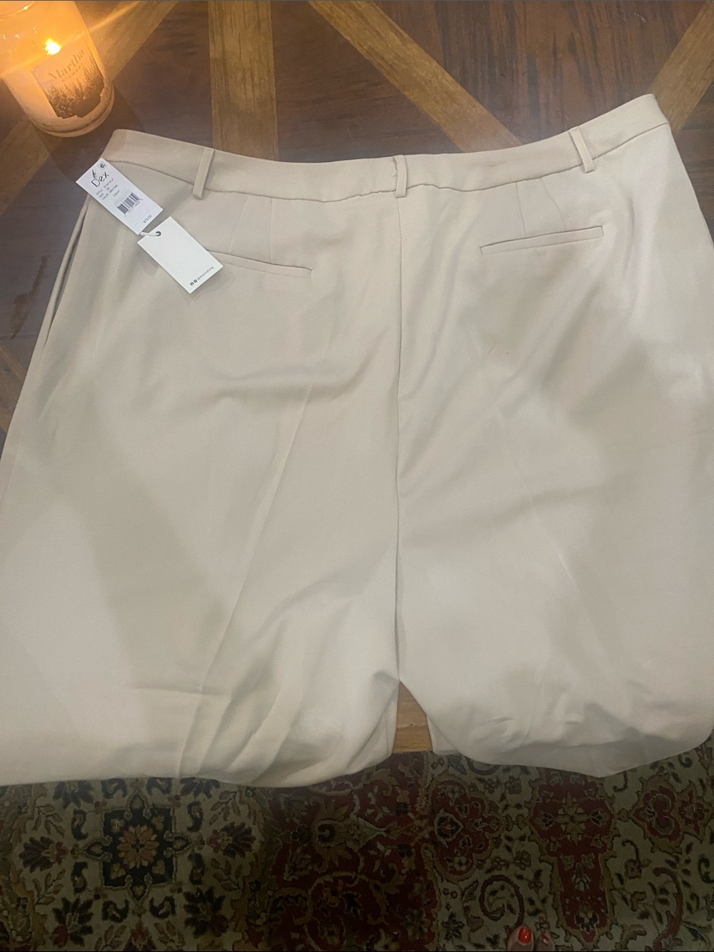 Women Plus Size Dress Pants; Classic Tailored Trousers in Light Beige - Picture 7 of 7